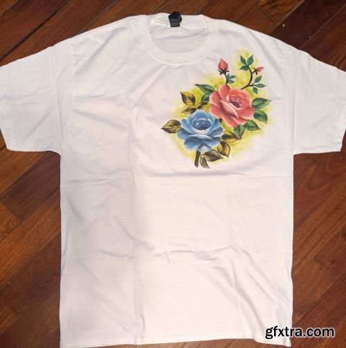 Fabric Painting Roses on T-Shirt