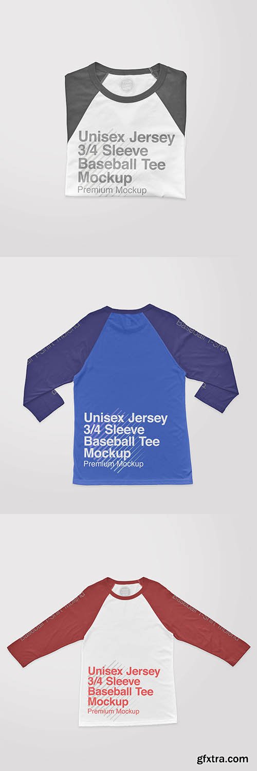 Unisex jersey sleeve baseball tee front mockup