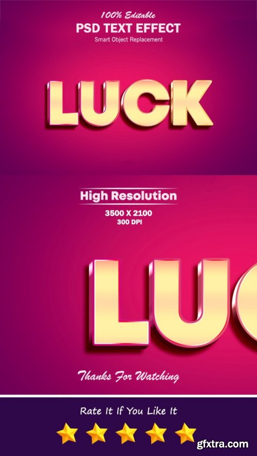 GraphicRiver - Luxury Gold Gradient 3D Text Effect Luck 31462063