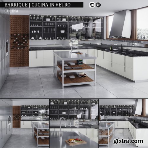 Kitchen Barrique Cucina in vetro - Kitchen - 3D Models - 3DSKY