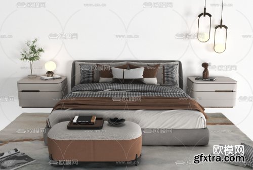 Modern fabric double bed 11643203