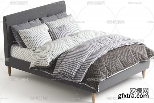 Modern fabric double bed 11629007