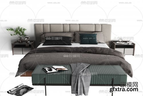 Modern fabric double bed 11653612