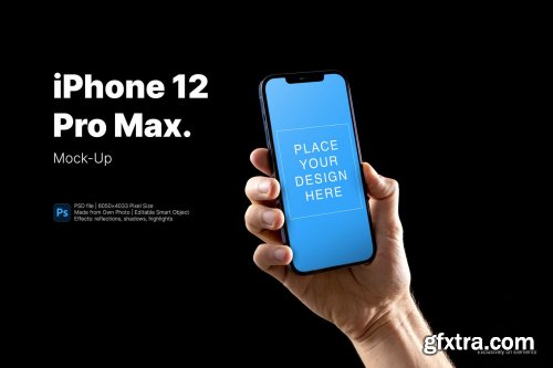 Mockup template: iPhone 12 Pro Max on Black