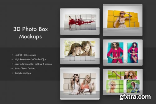 3D Photo Box Mockups & Photo Template
