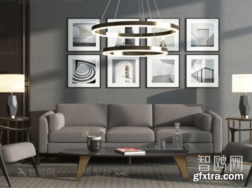 Modern modular sofa hanging painting