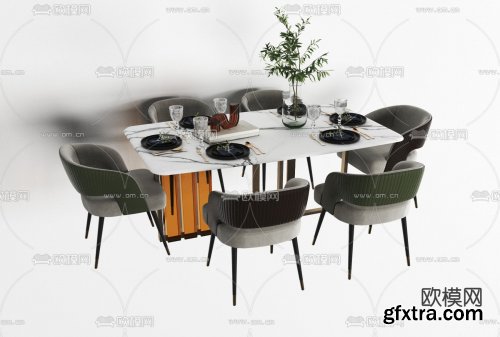 Modern marble dining table and chair
