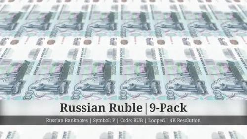 Videohive - Russian Ruble | Russia Currency - 9 Pack | 4K Resolution | Looped - 35023315