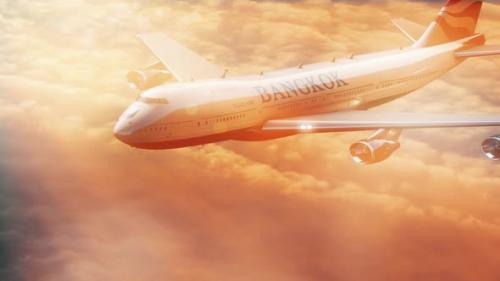 Videohive - Plane Flight Travel to Bangkok City in Sunshine - 35023839