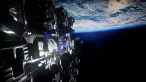 Videohive - Spaceship with View on Space and Planet Earth - 34974763