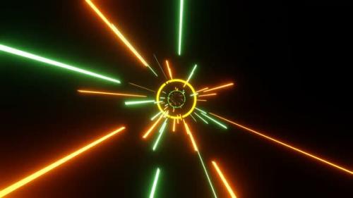 Videohive - Flying Neon Rays With Rings 02 - 35048533