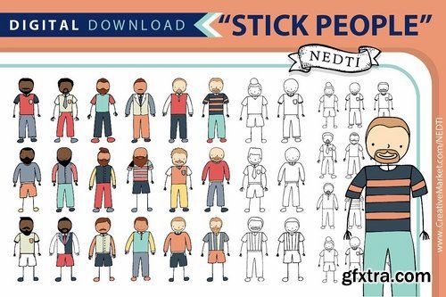 Male Stick Figure People PNG