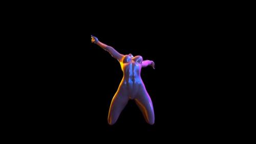 Videohive - Rotation of a Naked Neon Girl on a Black Background - 35049846