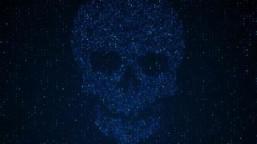 Videohive - coded numbers dynamic background with human skull - 35036625