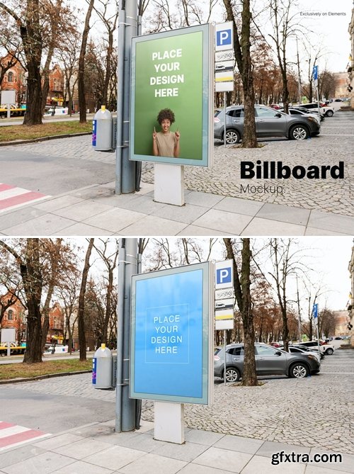 Downtown Street Lightbox Billboard Mockup