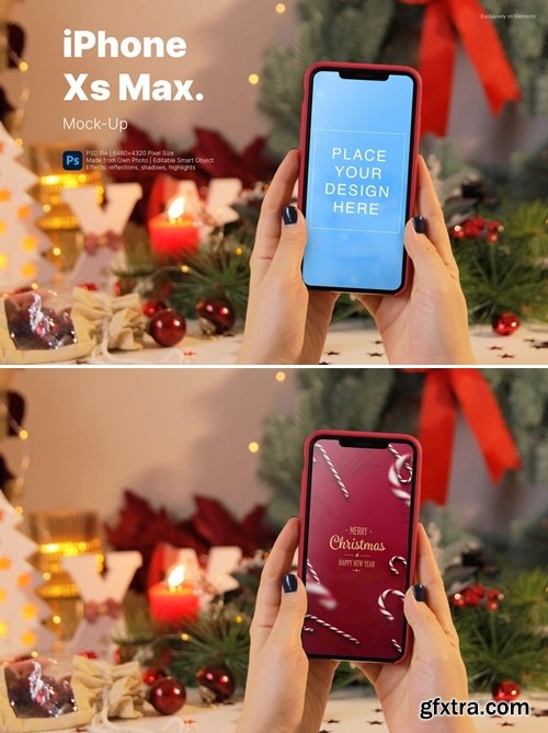 Mockup Christmas Edition: iPhone Xs Max on hands