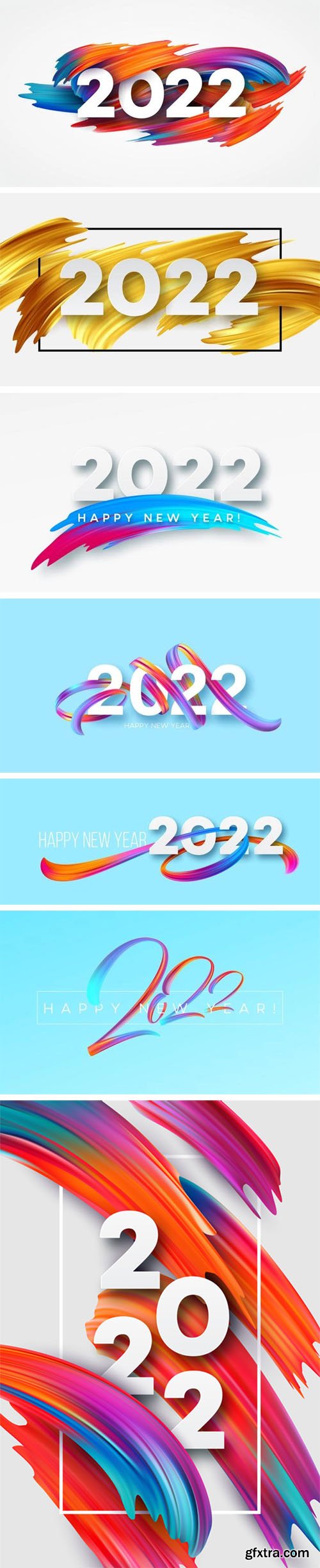 Happy New Year 2022 Calendar Headers + Backgrounds Vector Templates