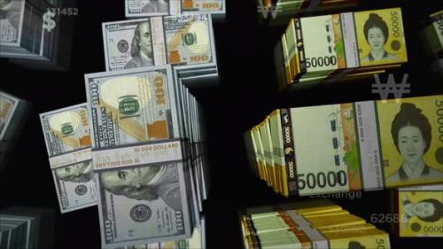 Videohive - Dollar and South Korea Won money exchange loop - 35085228