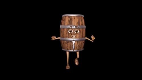 Videohive - Wooden Barrel Dancing Loop On Alpha Channel - 35100538