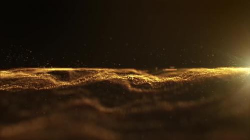 Videohive - Futuristic Abstract Flowing Gold Particles Wave - 35174776
