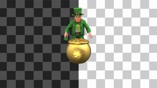 Videohive - Leprechaun Gold Pot Coins Looped - 35143019