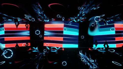 Videohive - Rotation Of A Musical Disco Cube In A Mirror Tunnel 02 - 35083732