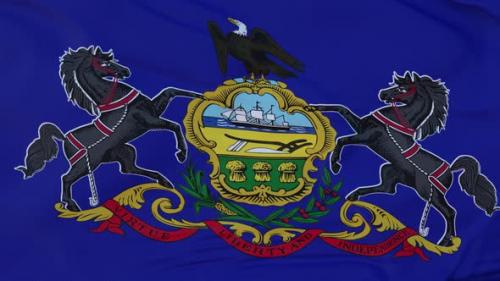 Videohive - Flag of Pennsylvania State Region of the United States Waving at Wind - 35172413