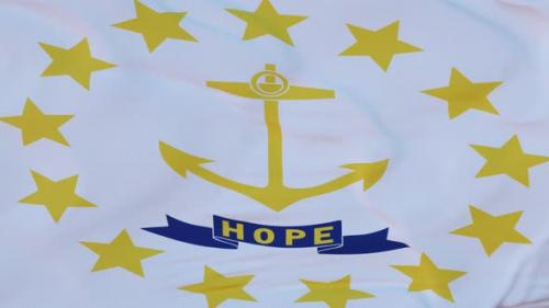 Videohive - Flag of Rhode Island State Region of the United States Waving at Wind - 35172420