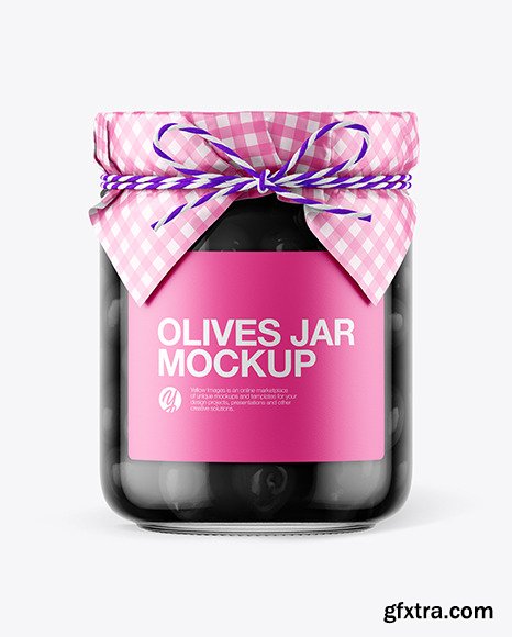 Glass Black Olives Jar with Paper Cap Mockup 66211