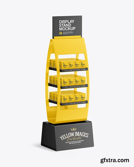 Glossy Display Stand w/ Boxes Mockup 81861