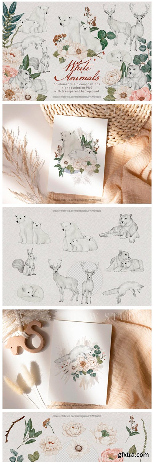 Wild Animals Watercolor Clipart Flowers 21530057
