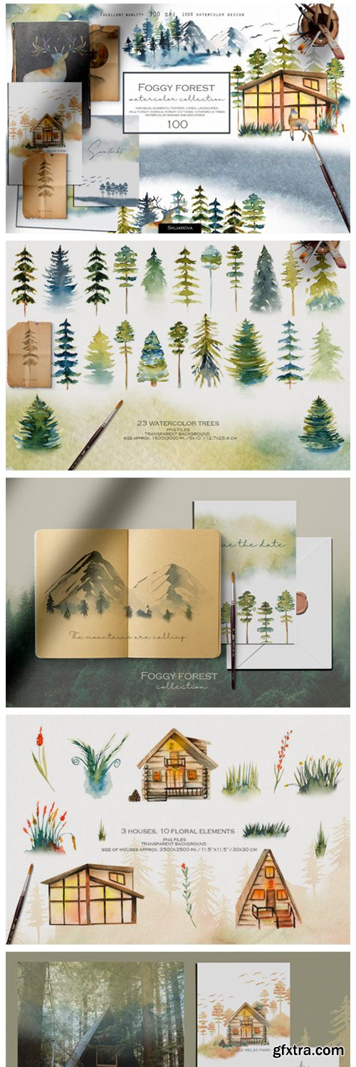 Foggy Forest Watercolor Collection 20326328
