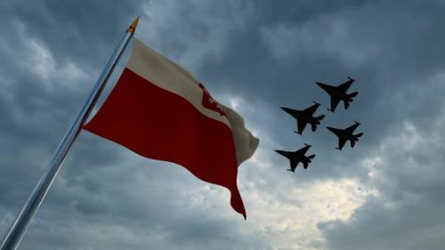 Videohive - Waving Polish Flag and Group of Warplanes - 35187843