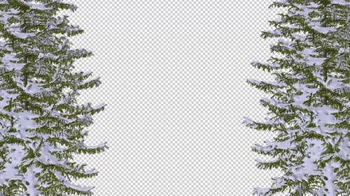 Videohive - Christmas Trees - Snowy Forest - Windy Gate - Transparent Loop - 35197058
