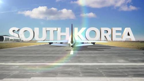 Videohive - Commercial Airplane Landing Country South Korea - 35197207