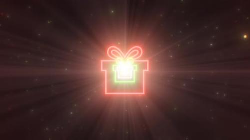 Videohive - Christmas Present Gift Shape Outline Winter Holiday Neon Light Tunnel - 4K - 35156835