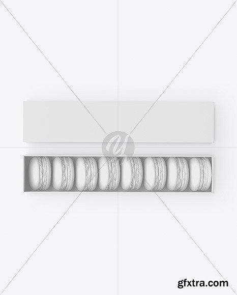 Opened Paper Box With Macarons Mockup 65451