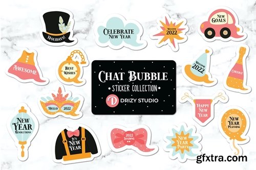 New Year Chat Bubble Sticker Set