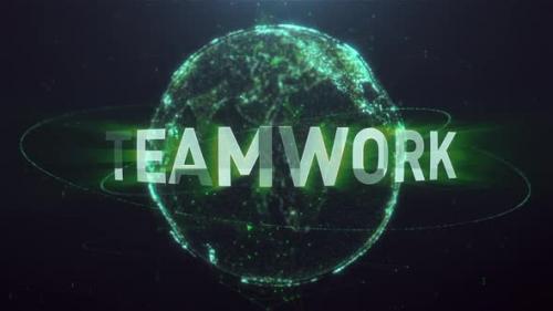 Videohive - Digital Network Earth Hud Teamwork - 35249441
