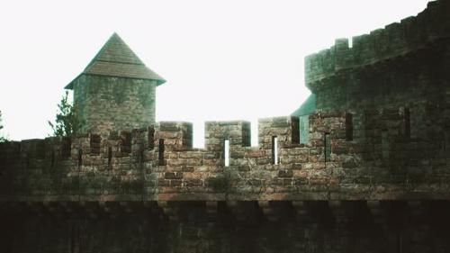 Videohive - Old Castle Walls at the Sunset - 35251004