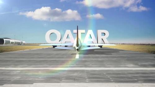Videohive - Commercial Airplane Landing Country Qatar - 35251086