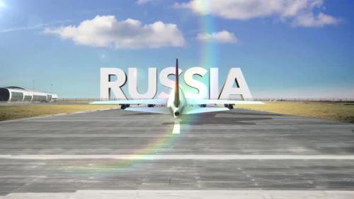 Videohive - Commercial Airplane Landing Country Russia - 35251088
