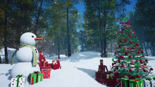 Videohive - snowman with gifts looped HD - 35251495