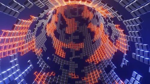 Videohive - Vj Loop Is An Abstract Mystical Tunnel Made Of Cubes 02 - 35252353