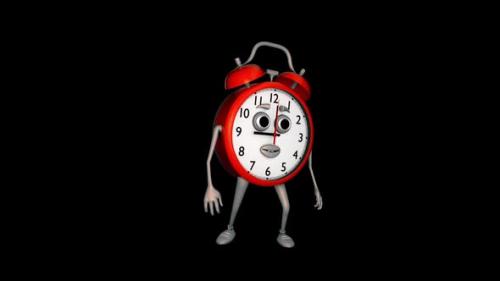 Videohive - Cartoon Alarm Clock Looks Around Loop On Alpha Channel - 35261483