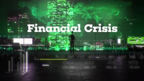 Videohive - Finance Businessman in Office With Financial Crisis Text - 35213206