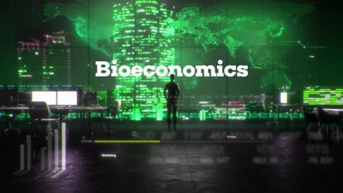 Videohive - Finance Businessman in Office With Bioeconomics Text - 35213231