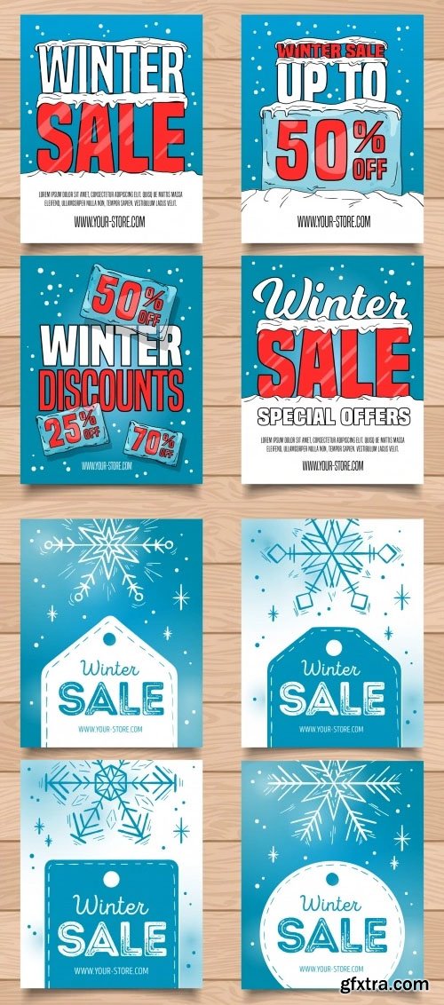 Winter Sale Cards Vector Templates Collection