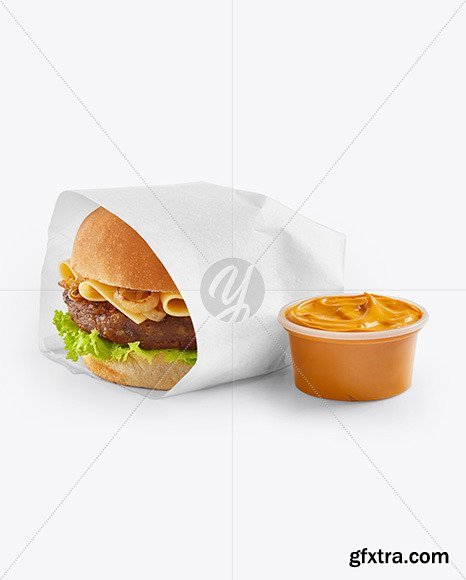 Wrapped Burger with Sauce Mockup 72519