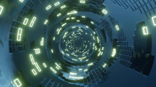 Videohive - Abstract Endless Sci Fi Tunnel Visual With Neon Multicolor Grid of Squares Seamlessly Looped - 35302481